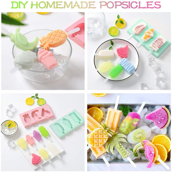 Popsicle Molds Set of 4, Ice Pop Molds Silicone 12 Cavities Ice Cream Mold... - Picture 4 of 8